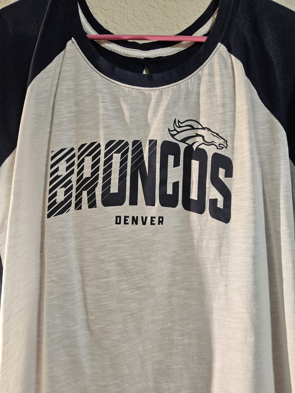NFL Navy and Cream Contrast Crew Neck Tee